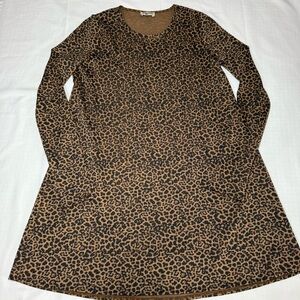 Show Me Your Mumu Toby Tunic Dress Mini Long Sleeve Leopard Stretch Xsmall